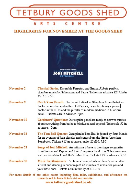 Tetbury Goods Shed - November Highlights